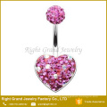 316L Surgical Steel Rainbow Heart Multi - Sprinkle Dot Belly Ring